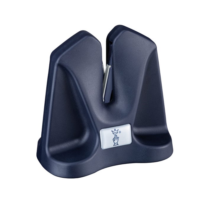 MANUAL SHARPENER PORTABLE COMPACT KNIFE MAINTENANCE AND SHARPENING TOOL SELF ADJUSTING ANGLE SILICONE PADDED BASE BLUEONE SIZE254562