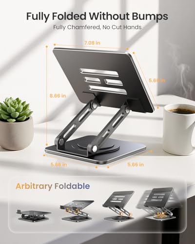 LOXP Adjustable Tablet Stand, 360 Rotating iPad Stand with Heavy-Duty Base, Tablet Holder Compatible with 4.0-16.9" Device, 2025 iPad Pro Air Mini, Kindle, Surface Tablet, Portable Monitors - Black - Image 3