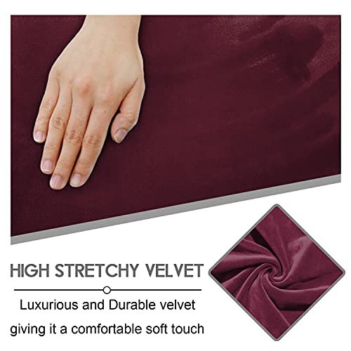 ULTICOR Reclining Love Seat with Middle Console Slipcover, 8-Piece Velvet Stretch Loveseat Reclining Sofa Covers, 2 seat Loveseat Recliner Cover, Thick, Soft, Washable, Loveseat Slipcovers (Burgundy - Wine) - Image 5