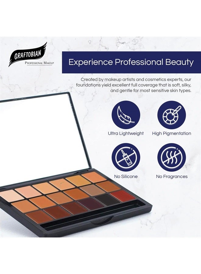 Graftobian Glamour Crème Ultra HD Foundation Super Palettes - Creme Foundation Palette, Contour Makeup, Foundation for Professional Makeup Kit, Face Makeup for Full Coverage - Inclusion Collection - Image 1