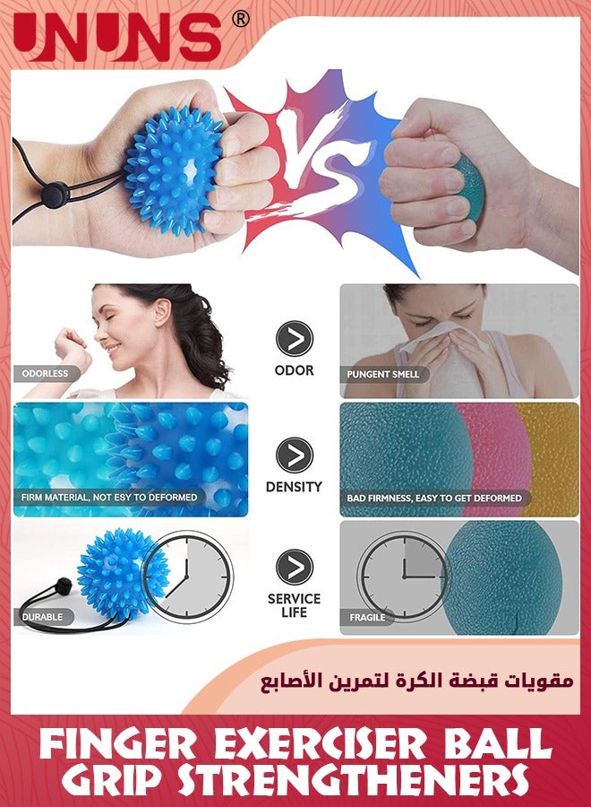 UNUNS Hand Grip Strengthener Set-Four Finger Exerciser Ball And Hand Grip Balls With Wristband,Portable Squeeze Ball Wrist Exercise Grip Ball Training Tool For Adults Teens Kids-Blue - Image 3