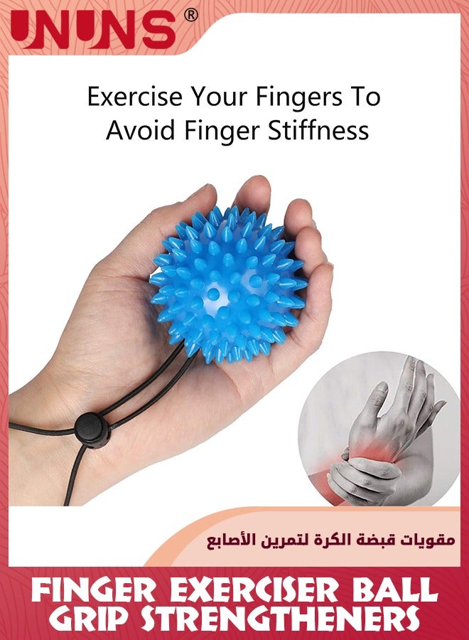 UNUNS Hand Grip Strengthener Set-Four Finger Exerciser Ball And Hand Grip Balls With Wristband,Portable Squeeze Ball Wrist Exercise Grip Ball Training Tool For Adults Teens Kids-Blue - Image 5