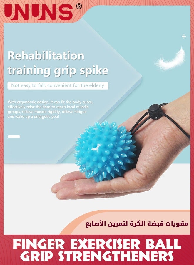 UNUNS Hand Grip Strengthener Set-Four Finger Exerciser Ball And Hand Grip Balls With Wristband,Portable Squeeze Ball Wrist Exercise Grip Ball Training Tool For Adults Teens Kids-Blue - Image 2