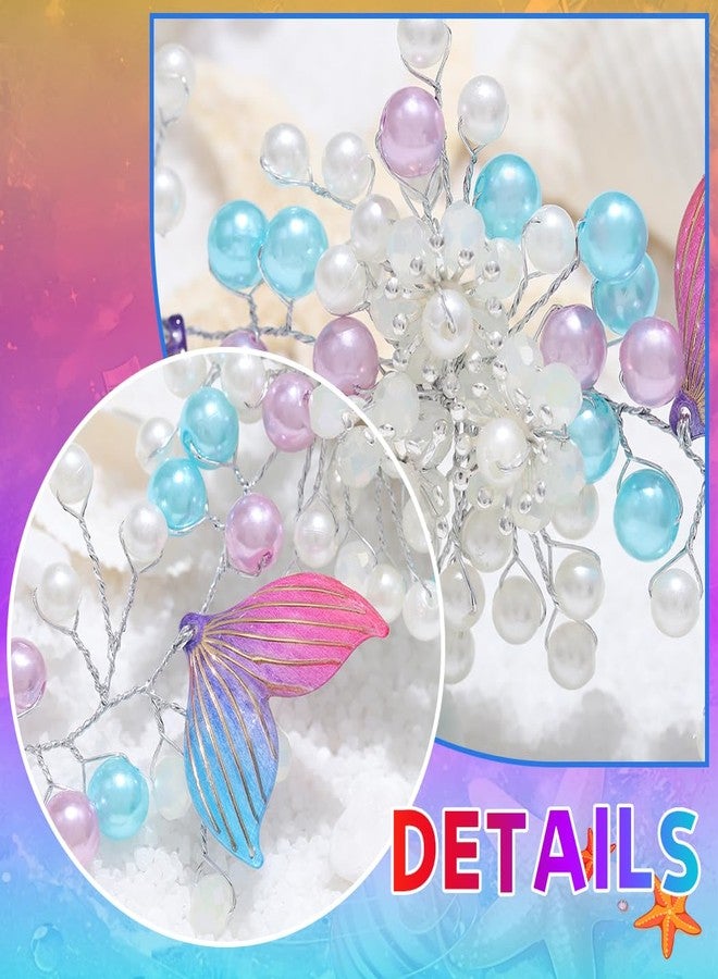 كامبسيس طوق رأس لحفل زفاف فتيات الزهور من كامبسيس، طوق رأس حورية البحر من اللؤلؤ، إكسسوارات شعر العروس الشاطئية للفتيات - Image 3