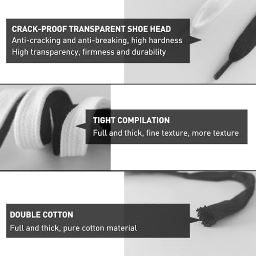 UamGlsob Flat Thick Cotton Shoe Laces for Alexander Mcqueen Sneakers, 1/2''(1.2cm) Fat Wide Shoelaces, Shoe Strings Replacement Laces for Skate Shoes (White, 47''/120cm) - Image 5