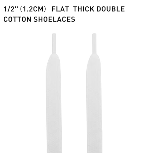 UamGlsob Flat Thick Cotton Shoe Laces for Alexander Mcqueen Sneakers, 1/2''(1.2cm) Fat Wide Shoelaces, Shoe Strings Replacement Laces for Skate Shoes (White, 47''/120cm) - Image 3