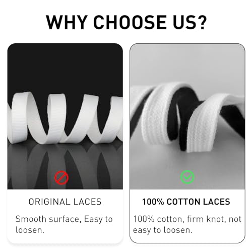UamGlsob Flat Thick Cotton Shoe Laces for Alexander Mcqueen Sneakers, 1/2''(1.2cm) Fat Wide Shoelaces, Shoe Strings Replacement Laces for Skate Shoes (White, 47''/120cm) - Image 4