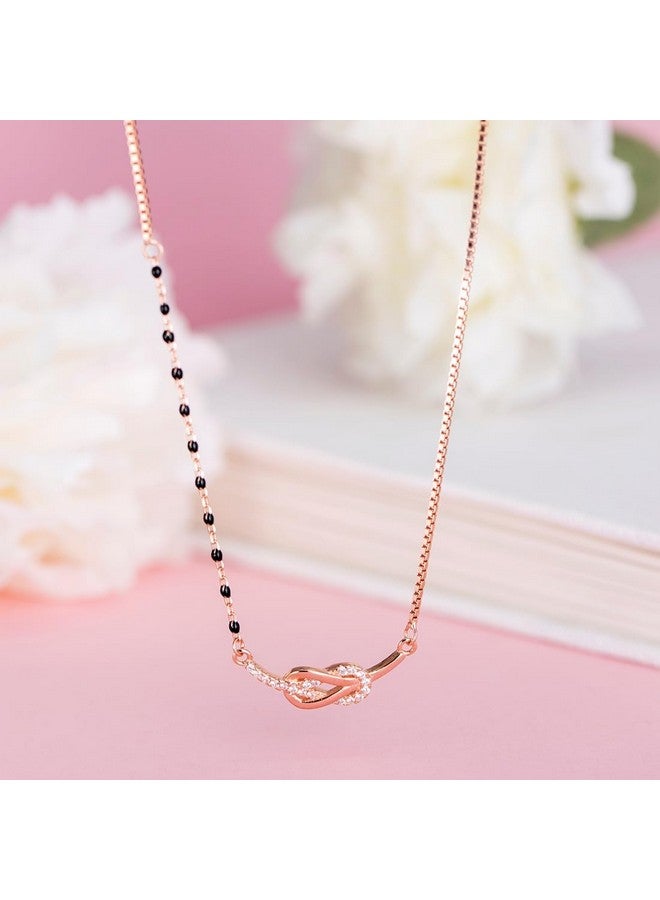 ZAVYA 925 Sterling Silver Elegant CZ Studded Rose Gold Plated Mangalsutra | Gift for Women | With Authenticity Certificate & 925 Stamp - Image 2