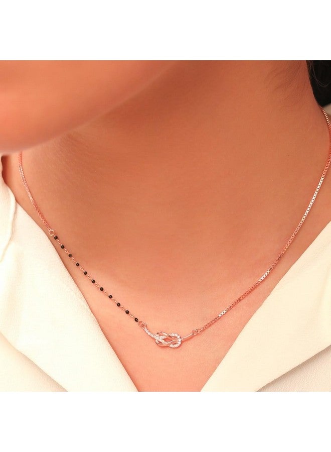 ZAVYA 925 Sterling Silver Elegant CZ Studded Rose Gold Plated Mangalsutra | Gift for Women | With Authenticity Certificate & 925 Stamp - Image 3