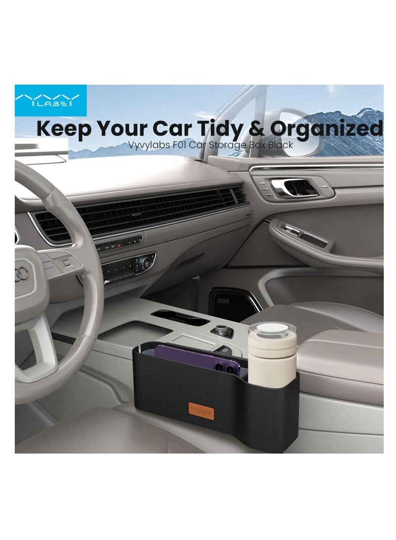 وي وي لابز صندوق تخزين للسيارة مع حامل أكواب وسعة كبيرة، VYVY Labs F01 - أسود - Image 2