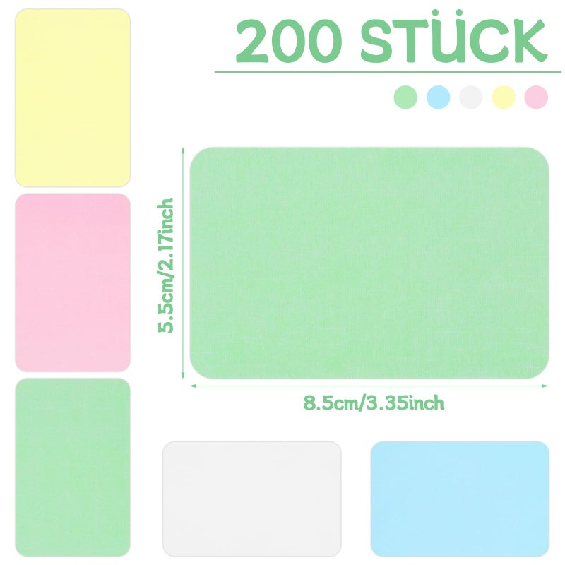 WSICSE 200 Blank Index Cards 8.5 x 5.5 cm, 5 Colours, Blank Cards Made of Cardboard - Image 2