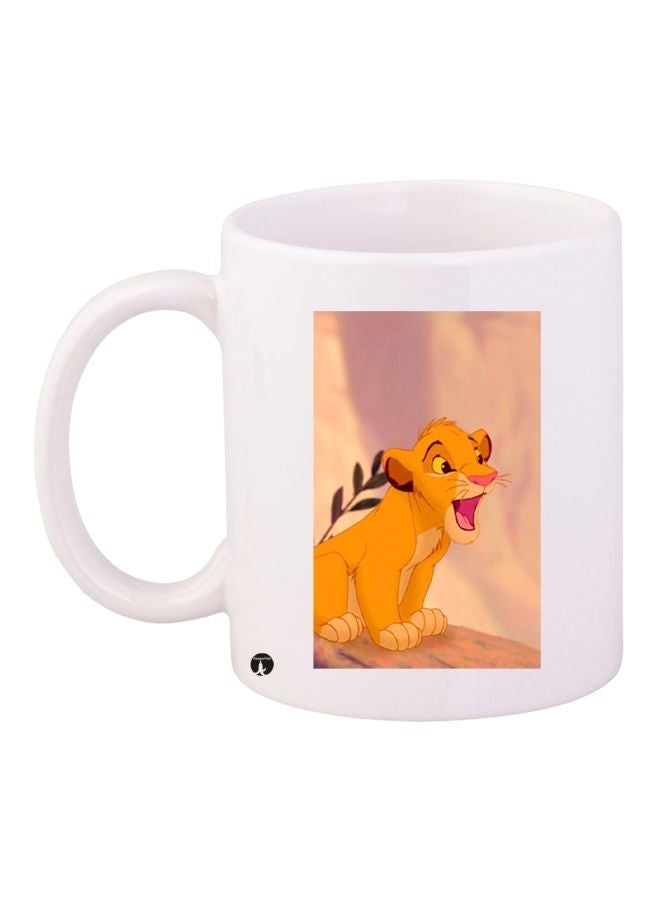 RYN Lion King Printed Coffee Mug White/Yellow/Pink 11ounce