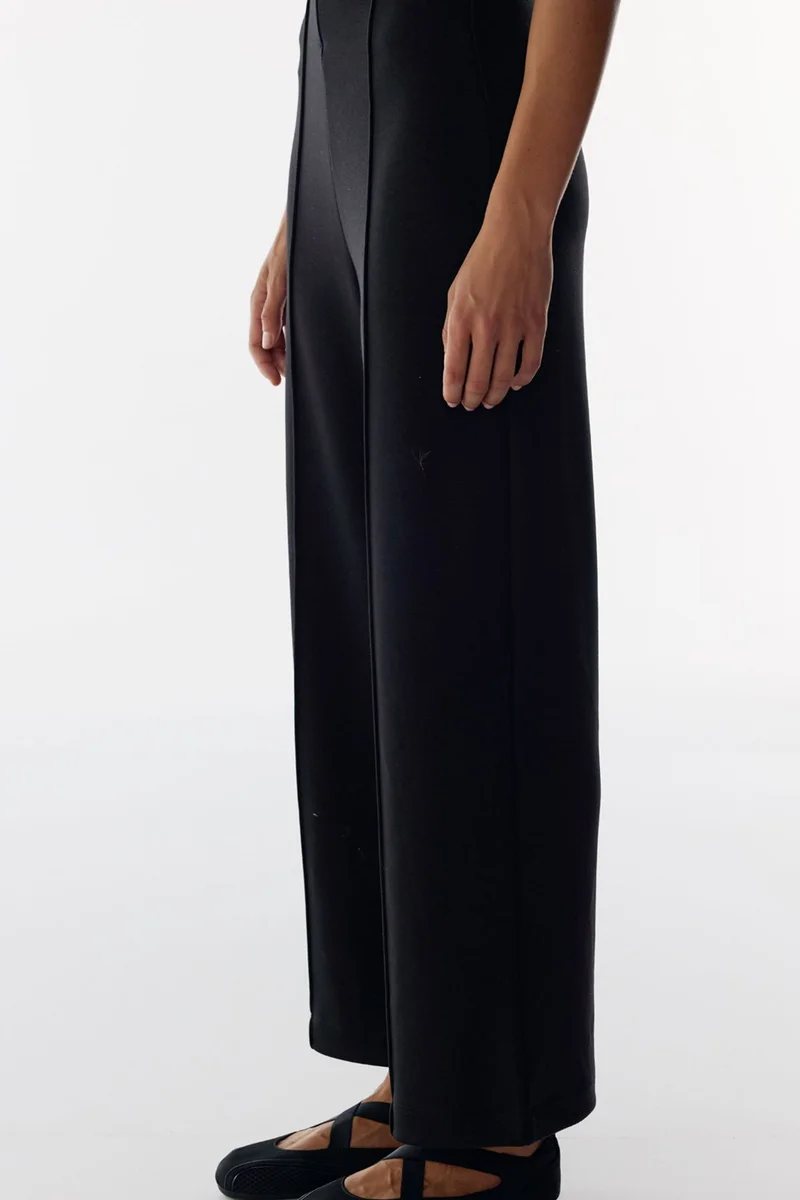 بنتي PENTI Ribbed High Waist Wide Leg Trousers