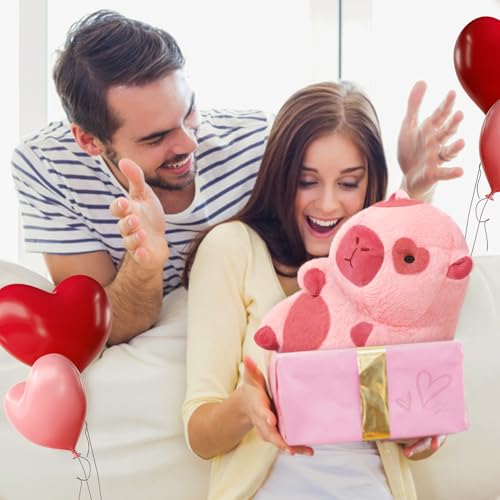 Ditucu Original Loving Capybara Plush with Red Heart 11 inch Cute Capibara Stuffed Animal for Romantic Sweet Valentines Day Gifts Soft Plushies Toys for Kids Girlfriend Pink - Image 5