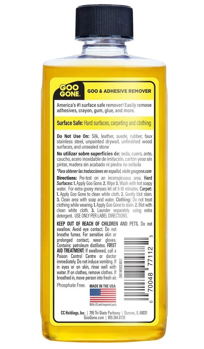 Goo Gone Goo & Adhesive Remover 237ml – Sticky Residue Cleaner for Stickers Glue Gum Grease Crayon Wax | Surface Safe Citrus Cleaning Liquid for Home Kitchen Glass Wood - Image 2