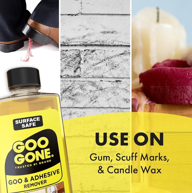 Goo Gone Goo & Adhesive Remover 237ml – Sticky Residue Cleaner for Stickers Glue Gum Grease Crayon Wax | Surface Safe Citrus Cleaning Liquid for Home Kitchen Glass Wood - Image 4