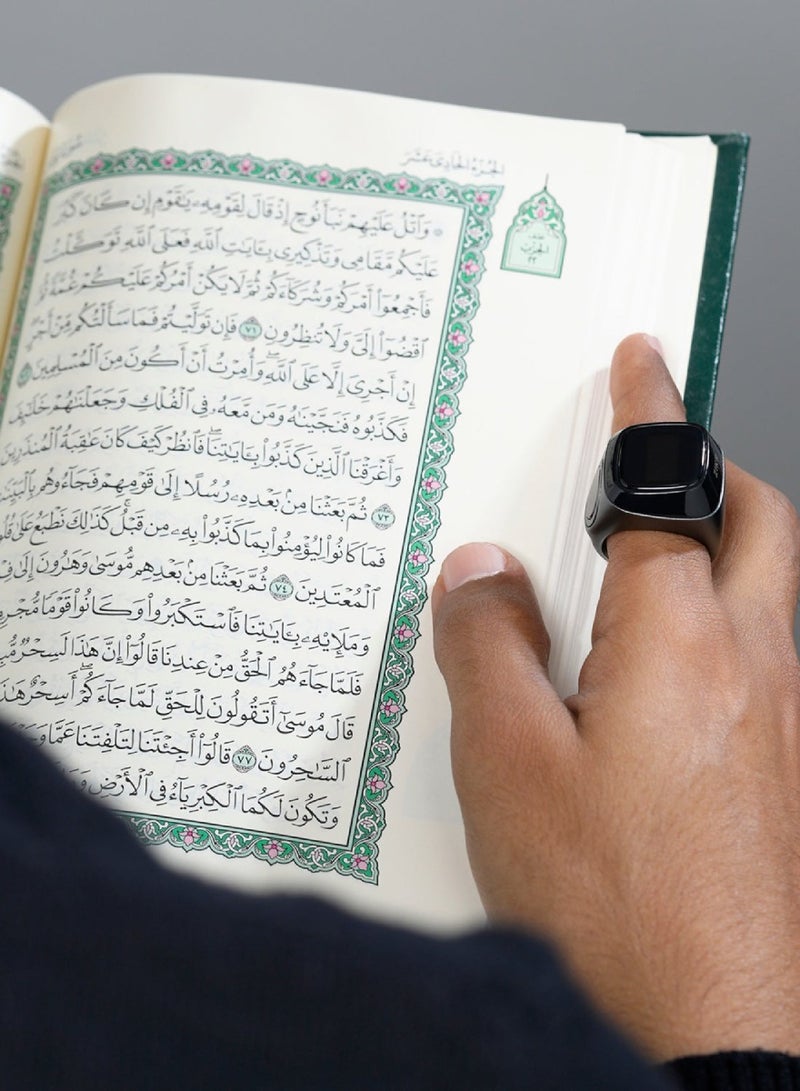 iQIBLA Smart Tasbih Zikr Ring 0.42" OLED Display Powerful Battery Backup 15 Days Backup M02 Pro Metal Smart Ring App Operated Tasbih Counter iQibla Smart Zikr Ring 5 Prayer Time Reminders 22MM Space Grey - Image 5