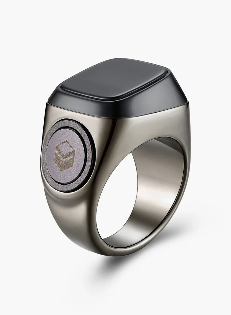 iQIBLA Smart Tasbih Zikr Ring 0.42" OLED Display Powerful Battery Backup 15 Days Backup M02 Pro Metal Smart Ring App Operated Tasbih Counter iQibla Smart Zikr Ring 5 Prayer Time Reminders 22MM Space Grey - Image 1