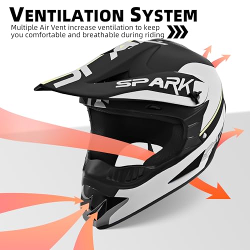 SanQing Dirt Bike Helmets Youth Motocross, Motorcycle, BMX, ATV, Off-Road, Kids Four Wheeler, Moutain Bike Helmets Dot Approved Goggles Gloves Faceshield (Silver, Medium) - Image 3