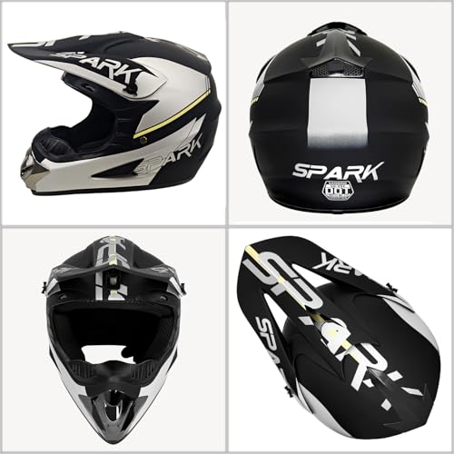 SanQing Dirt Bike Helmets Youth Motocross, Motorcycle, BMX, ATV, Off-Road, Kids Four Wheeler, Moutain Bike Helmets Dot Approved Goggles Gloves Faceshield (Silver, Medium) - Image 2