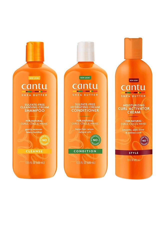 3-Piece Shea Butter Shampoo , Hydrating Conditioner And Curl Activator Cream Set