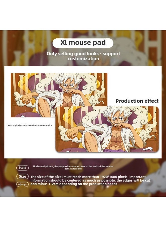 One Piece Animation Second Dimension Super Large Mouse Pad Thickened Table Pad Side Office Game Learning Internet Cafe E-Sports Self-Selling-Color:300*800*4mm Overlock-Pattern:Black Back Ace  - Image 5