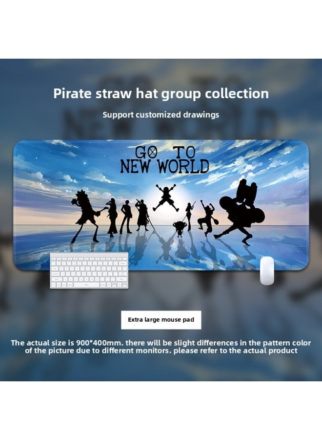 One Piece Animation Second Dimension Super Large Mouse Pad Thickened Table Pad Side Office Game Learning Internet Cafe E-Sports Self-Selling-Color:300*800*4mm Overlock-Pattern:Black Back Ace  - Image 3