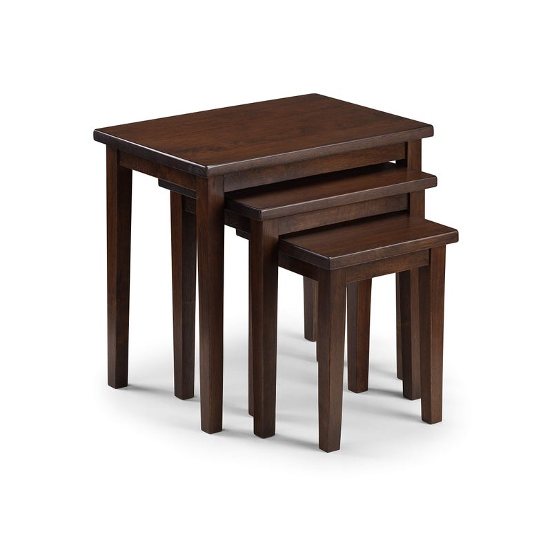 Julian Bowen Julian Bowen Nest of Tables Solid Rubberwood Mahogany Height 46 Width 48 Depth 33cm 
