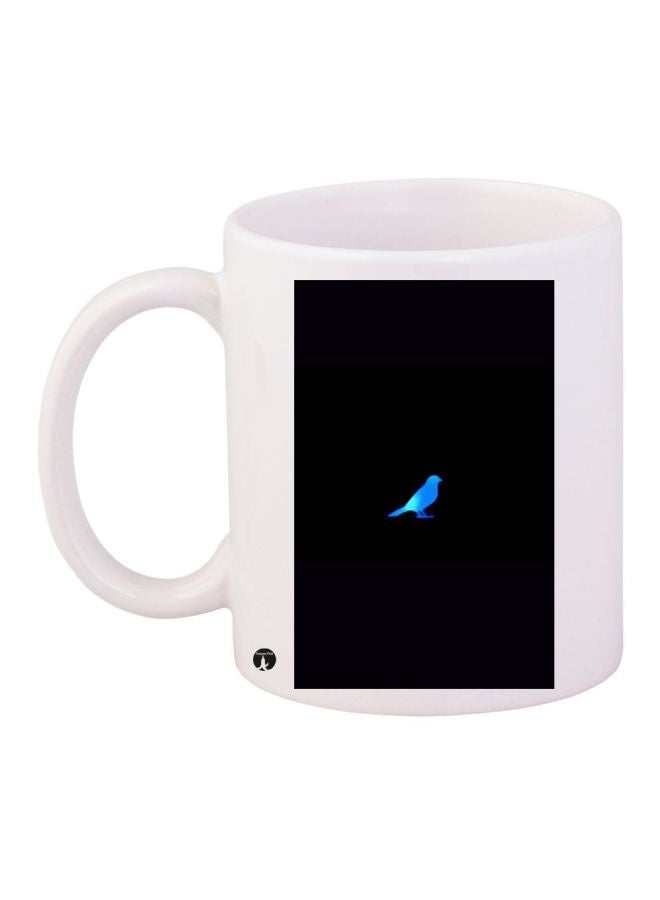 RYN Bird Printed Coffee Mug White/Black/Blue 11ounce