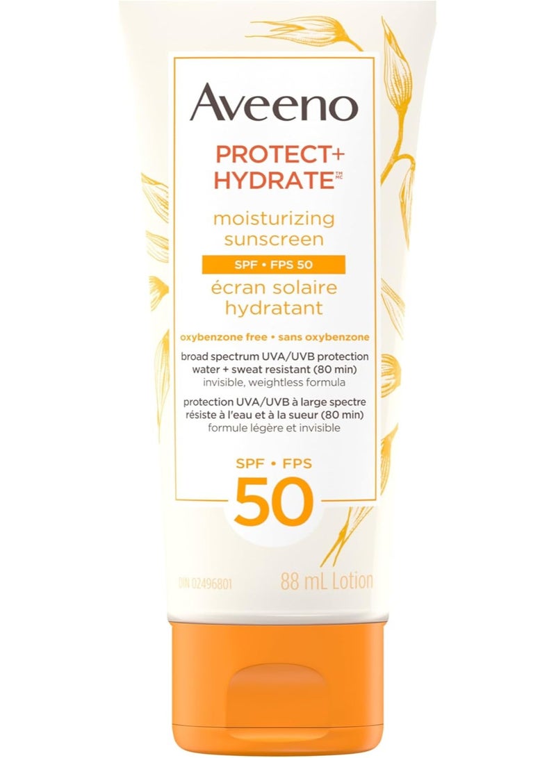 Aveeno Sun Aveeno Protect & Hydrate Moisturizing Sunscreen SPF 50, Oxybenzone free, 88 mL - Image 1