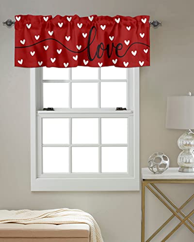 Vandarllin Valentine's Day Eucalyptus Love Hearts Kitchen Curtains Valances for Windows Pink Buffalo Plaid Rod Pocket Window Treatment Curtain Toppersfor Kitchen /Living Room/Bedroom/ Bathroom, 54" X 18", - Image 3