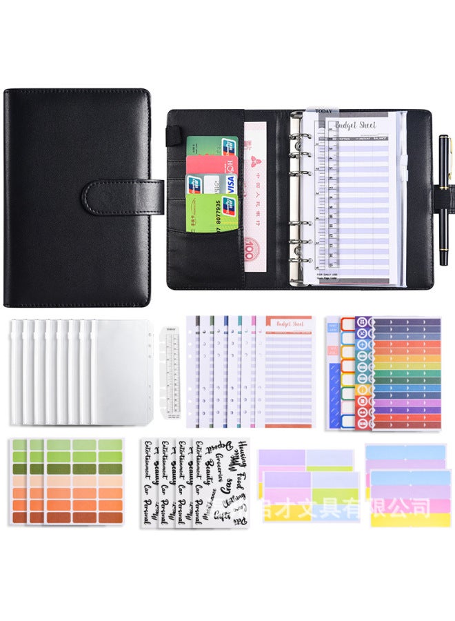 Start A6 Binder Creative Notebook Zipper Bag Macaron Pu Leather Loose-leaf Book Cash Budget Hand Book - Image 1