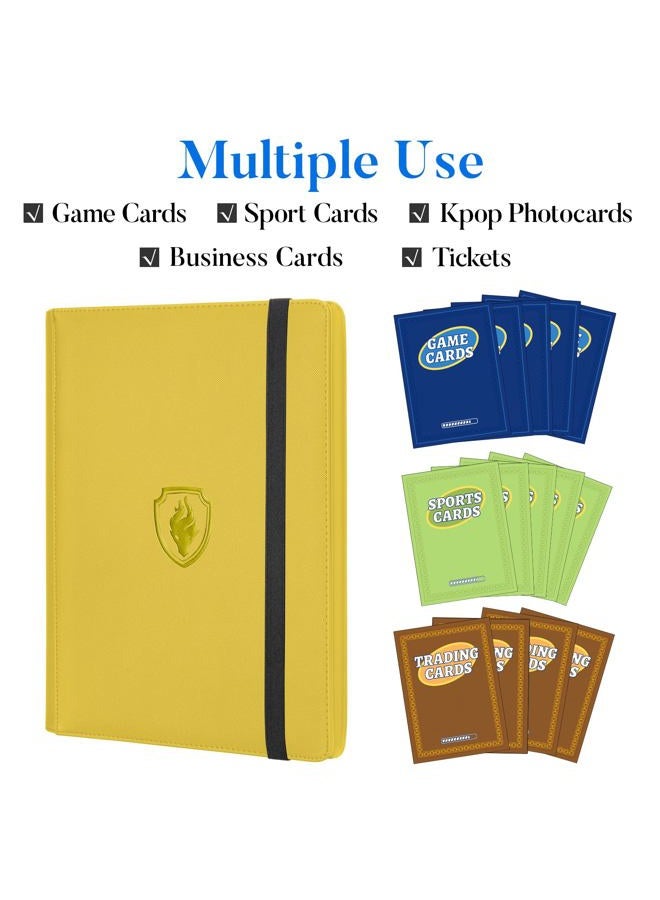 Fabmaker Trading Card Binder 9 Pocket, PU Cover Card Collection Binder for 360 Cards, Premium Card Book, Sturdy Card Holder Folders, Card Album for YuGiOh, MTG, TCG, Game Cards & Sports Cards, Yellow - Image 3