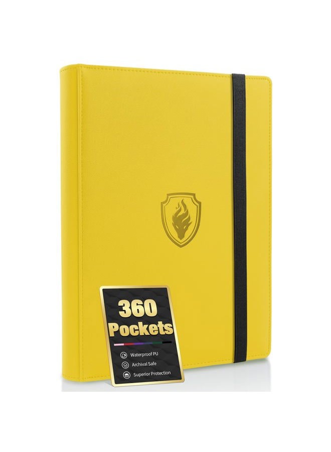 Fabmaker Trading Card Binder 9 Pocket, PU Cover Card Collection Binder for 360 Cards, Premium Card Book, Sturdy Card Holder Folders, Card Album for YuGiOh, MTG, TCG, Game Cards & Sports Cards, Yellow - Image 1