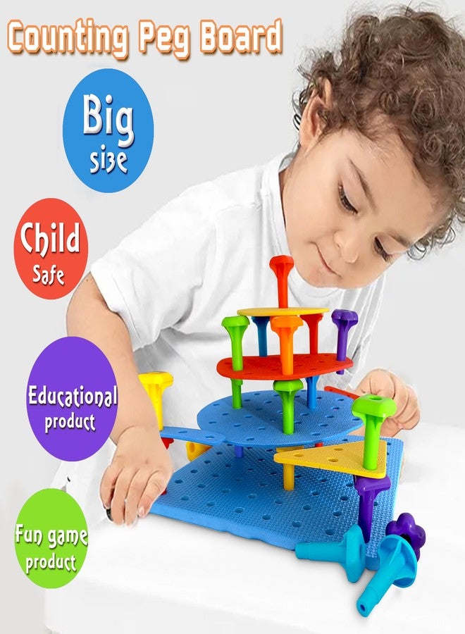VIPAMZ Counting Peg Board for Kids - Toddler Stacking Toys - 65 Pcs DIY Building Set Large Foam Board & Occupational Therapy Toys, Color Sorting & Lacing Toy , Montessori Tools, Peg Puzzles for Toddlers 1-3 - Image 2