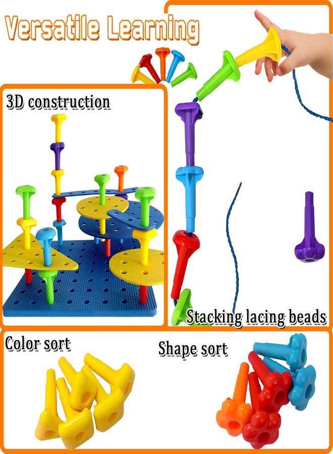 VIPAMZ Counting Peg Board for Kids - Toddler Stacking Toys - 65 Pcs DIY Building Set Large Foam Board & Occupational Therapy Toys, Color Sorting & Lacing Toy , Montessori Tools, Peg Puzzles for Toddlers 1-3 - Image 5