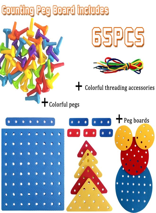 VIPAMZ Counting Peg Board for Kids - Toddler Stacking Toys - 65 Pcs DIY Building Set Large Foam Board & Occupational Therapy Toys, Color Sorting & Lacing Toy , Montessori Tools, Peg Puzzles for Toddlers 1-3 - Image 3