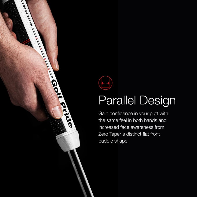 Golf Pride Zero Taper Putter Grip - Parallel Style Design for Consistent Hand Feel - Flat Paddle Horseshoe Shape - Dimpled Surface Texture - Medium 58 R Core - Black - Image 3