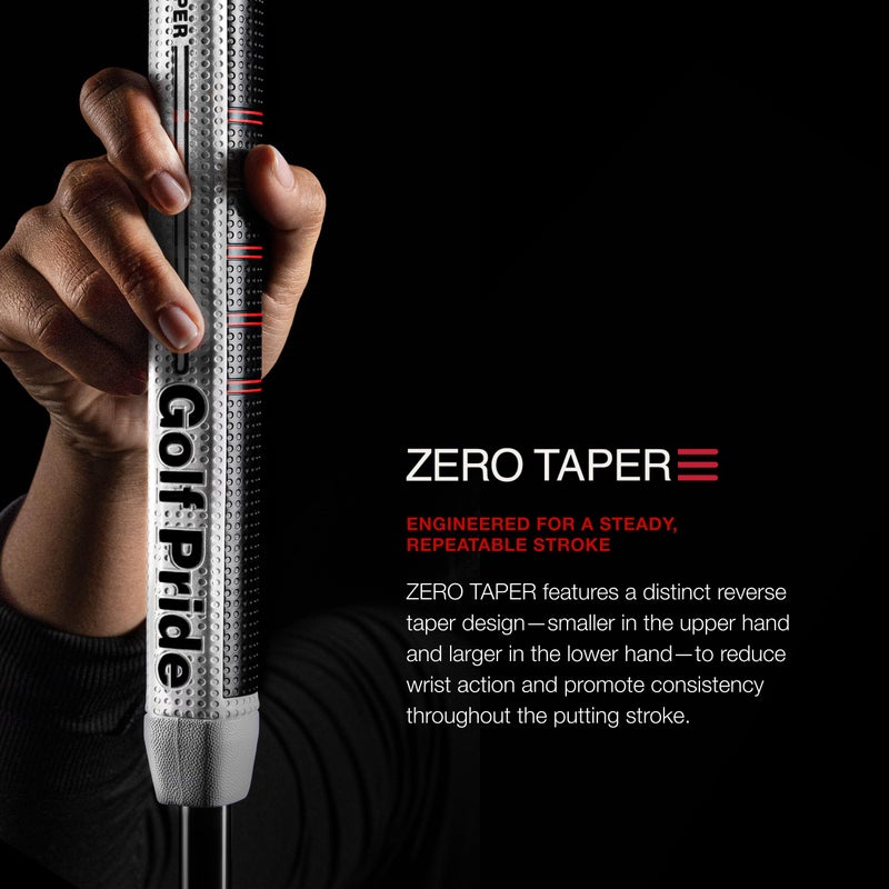 Golf Pride Zero Taper Putter Grip - Parallel Style Design for Consistent Hand Feel - Flat Paddle Horseshoe Shape - Dimpled Surface Texture - Medium 58 R Core - Black - Image 2