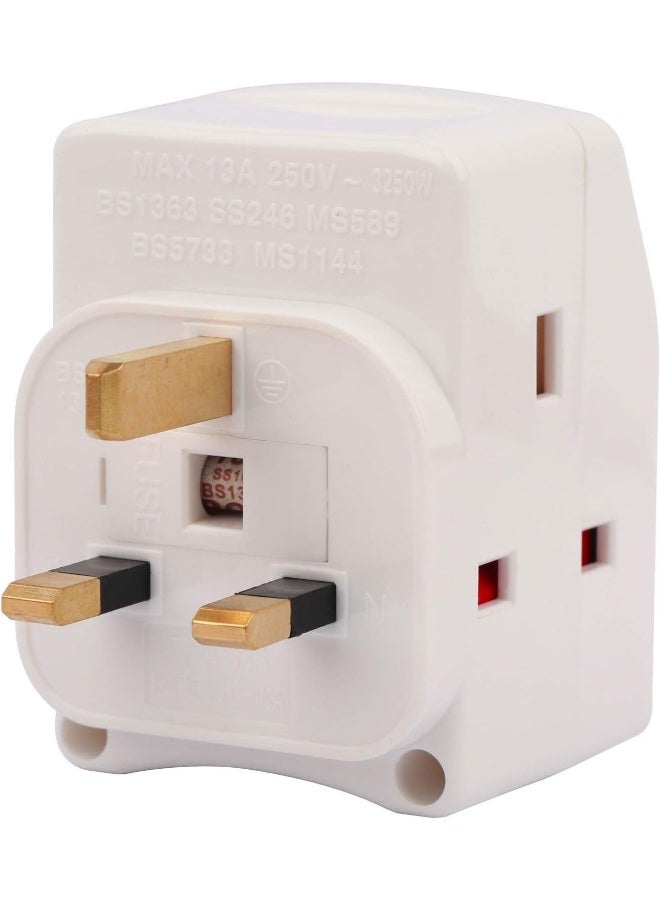 Royal Apex Esma Approved 3Way British Plug Multi Adapter With Individual Switches, Bs1362 Fused Uk Plug Adaptor (Pack Of 2) - Image 4