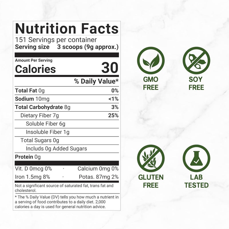 DEAL SUPPLEMENT Organic Psyllium Husk Powder 3lbs 48oz  Unflavored Plant Based Soluble Dietary Fiber  Gut  Digestion Health  Great for Baking  Cooking  Keto Friendly Gluten Free NonGMO - Image 2