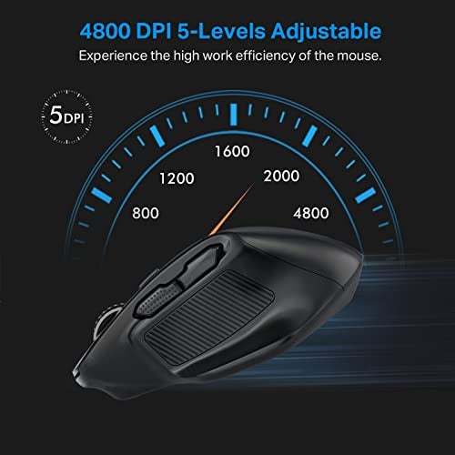 E-YOOSO Large Wireless Mouse for Big Hands, X-31 Cordless Ergo Computer Mouse, 6 Buttons, 5-Level 4800 DPI, 18 Months Battery Life, for Laptop, PC, Chromebook (Black) - Image 5
