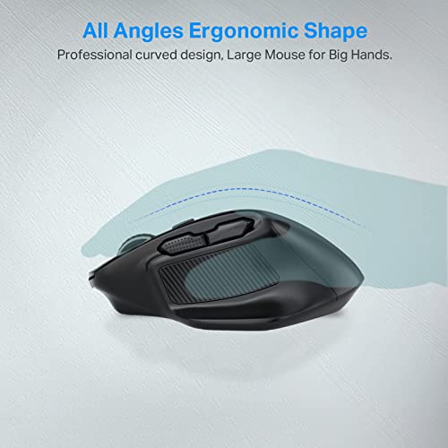 E-YOOSO Large Wireless Mouse for Big Hands, X-31 Cordless Ergo Computer Mouse, 6 Buttons, 5-Level 4800 DPI, 18 Months Battery Life, for Laptop, PC, Chromebook (Black) - Image 3