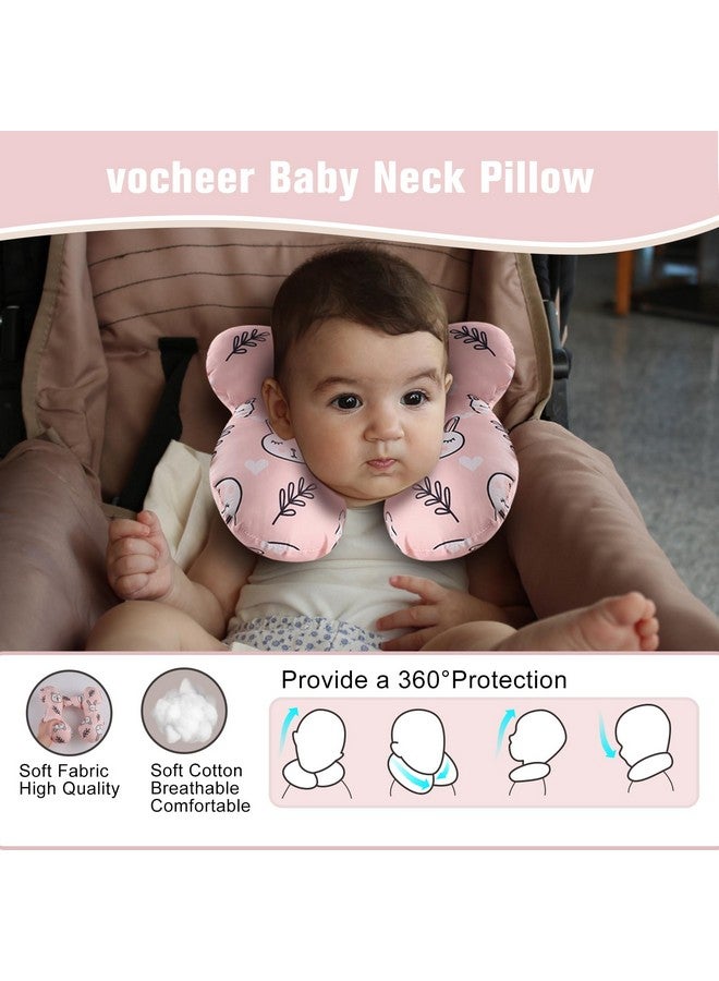 vocheer وسادة سفر للأطفال (محدثة)، وسادة دعم الرأس والرقبة لعربة الأطفال، مقعد السيارة، عربة الدفع، الباونس، قطن (دب أبيض) - Image 3