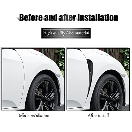 Miytsya 2 PCS Car Fender Side Vents, ABS Carbon Fiber Spoiler, Fender Decorative Stickers, Air Flow Intake Hole Grille Auto Exterior Accessories Universal (Carbon Fiber Black) - Image 4