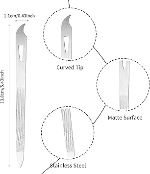 simarro 6 Pcs Metal Nail Files Stainless Steel Fingernail Toenail Files Double Sided Manicure Files for Polish Nail Nail Cleaner Tool - Image 4