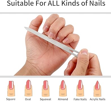 simarro 6 Pcs Metal Nail Files Stainless Steel Fingernail Toenail Files Double Sided Manicure Files for Polish Nail Nail Cleaner Tool - Image 2