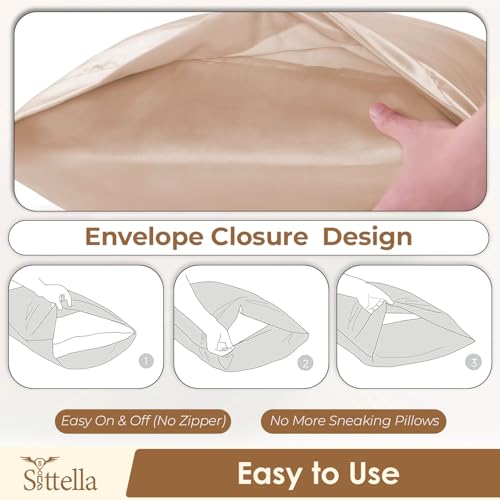 SITTELLA® 72x46 cm Set of 2 Satin Silk Pillow Covers | 600 TC Soft Pillowcase for Hair & Skin | Envelope Closure | Light Rose |1 Free Scrunchie Included - Image 5