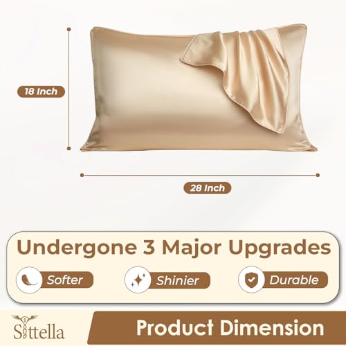 SITTELLA® 72x46 cm Set of 2 Satin Silk Pillow Covers | 600 TC Soft Pillowcase for Hair & Skin | Envelope Closure | Light Rose |1 Free Scrunchie Included - Image 2