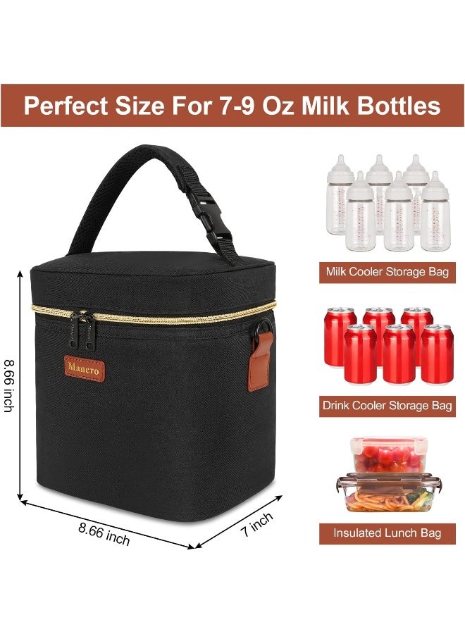 Mancro Mancro Breastmilk Cooler Bag Fits 6 Baby Bottles with Ice Pack & Shoulder Strap  - Image 2